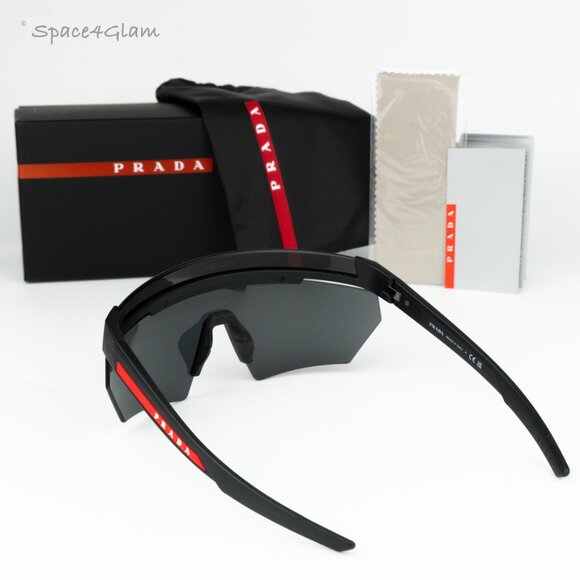 NEW Prada Linea Rossa PS01YS 1BO06F Black Grey Single Lens Unisex Sunglasses - Picture 7 of 10